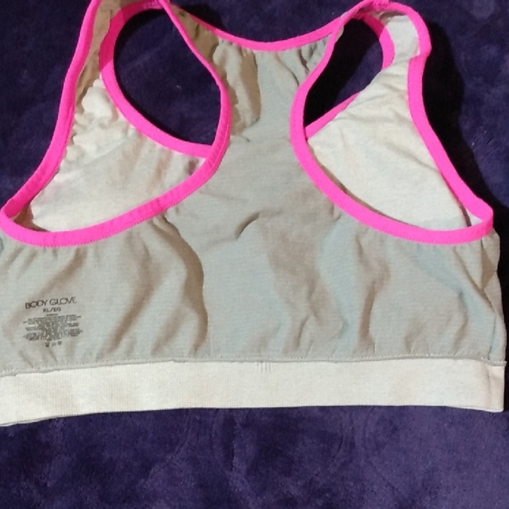 Body Glove Gray Sports Bra with Pink Trim - Picture 3 of 5